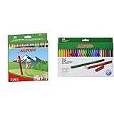 Alpino Lapices de Colores Estuche de lápices de madera 24 unidades + Rotuladores Coloring para Niños Estuche de 24 Colores