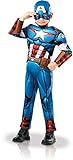Rubie's 640833M Disfraz oficial de Marvel Avengers Capitán América de lujo para niños, de 5 a 6 años, altura 116 cm