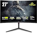 YEYIAN Monitor Curvo Gaming 27' PC HD | 1920×1080 | Panel LED | View 178° | 3000:1 | 165Hz | 16:9 | 16.7 Millones Colores | Respuesta 1 ms | NVIDIA G-Sync AMD FreeSync | Altavoces | DP HDMI DVI