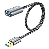 SUNGUY Cable Alargador USB 3.0, USB A Macho A Hembra Cable Extension 5 Gbps para Impresora,Ratón,Teclado,Hub,Pendrive,Mando de PS3,VR Gafas,Disco Externo - (0.5m)