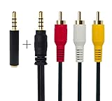 QiCheng&LYS 3,5 mm a 3 RCA AV Cable de vídeo videocámara para MP3/PC 3,5 mm a 3 RCA Macho a RCA estéreo Macho de Audio y vídeo Aux Cable 1,5m