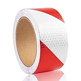 JSMTKJ Red White Reflective Adhesive Tape Marking Safety Reflective Warning Tape for Vehicles Trailers Safety Reminder 5cm X 10m