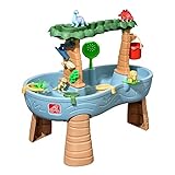 Step2 Dino Showers Mesa de Juego acuática | Mesa de Agua Grande con Juego de Accesorios de 13 Piezas | Mesa de Juego acuática de jardín para niños en Azul y marrón