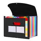 Diboniur A4 Accordion Folder Classifying Folder, Expandable File Organiser with 12 Pockets, Portable Folder Dividers Documents Filing Cabinets for Office School (Black)