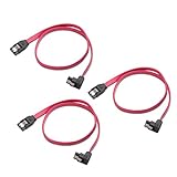 Cable Matters 3 Paquetes Cable SATA III de ángulo Recto de 90 Grados, Cable SATA III de 6.0 Gbps (SATA 3 Cable) Rojo - 45 cm