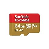SanDisk Extreme - карта памяти microSDXC 64 ГБ с адаптером SD, A2, до 160 МБ / с, Class 10, U3 и V30