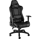 كرسي مكتب السباق TecTake 800728 كرسي دوار لدراسة المكتب التنفيذي (أسود-أسود | رقم 403209)