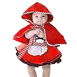 IBTOM CASTLE Disfraz Caperucita Roja Traje del Vestido Niña Bebé Ropa Recien Nacido Vestido Infantil Disfraz 2-3 Años