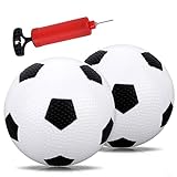 Grevosea Juego de 2 pelotas de fútbol para niños, pequeñas pelotas de deporte, 14 cm, mini pelota de fútbol con bomba de aire, para niños, entrenamiento en interiores y exteriores