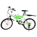 MuGuang Bicicleta de Montaña 20 Pulgadas Bicicleta Infantil 21 Speed Come with 500cc Kettle para Niños de 7 a 12 Años(Verde)