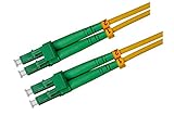 CONBIC Cable de fibra óptica LWL, 10 m, OS2 amarillo, LC/APC a LC/APC macho, G.657.A2, cable de conexión dúplex 9/125, cable de fibra óptica, 10 metros