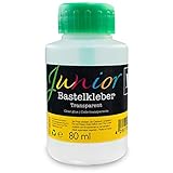 Malverk Junior – Adhesivo transparente líquido para manualidades, incluye pincel – 80 ml de pegamento sin disolventes adecuado para niños – a base de agua
