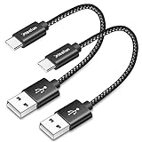 CLEEFUN Cable USB C Corto 2 Pack [ 0.3M+0.3M ],3A Cable USB C Carga Rapida y Sincronización, Cable Tipo C para Samsung Galaxy S10 S9 S8 S20 S21 S22, A22 A52 A52s A51 A50, xiaomi-redmi, Xperia, Pixel
