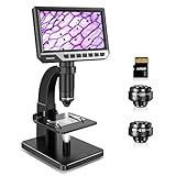 TOMLOV DM11 7'' LCD Microscopio 2000X, Objetivos Biológicos y Digitales∣10 Leds∣12MP de Resolución∣Compatible con Windows/Mac OS (Tarjeta SD 32G)