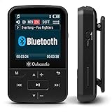 Oakcastle MP100 Reproductor MP3 8GB con Ranura Micro SD, Bluetooth, Inalámbrico, Batería Larga Duración para Uso Exterior, Deportes, Compatible Tarjetas SD de 32GB, 64GB, 128GB Auriculares incluidos
