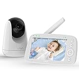VAVA bebé monitor, Vigilabebés con cámara y audio con pantalla LCD de 5', Visión nocturna, Temperatura, Pantalla IPS, Audio bidireccional, 4500 mAh