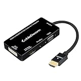 CableDeconn E0405 Black Multiport 4-en-1 HDMI a HDMI DVI 4K VGA con Convertidor Cable Adaptador de Salida de Audio