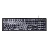 Perixx PERIBOARD 317 ES, Стандартная клавиатура с подсветкой, крупные печатные буквы, проводная, испанская QWERTY с Ñ, черная