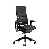 Chaise de bureau ergonomique Steelcase Please avec hauteur, soutien lombaire et accoudoirs réglables, mécanisme d'inclinaison, dossier haut, revêtement confortable en tissu noir