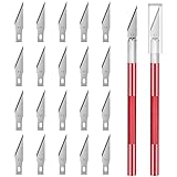 Zimoer Scalpel Set, Precision Knife Set, Precision Stainless Steel Art lithipa, Precision Cutter, Craft Cutter, Scalpel, with 2 Handles 20 Replacement Blades (Red)