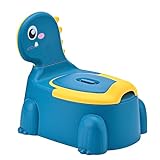 Inodoro infantil con temática de dinosaurios: orinal portátil para niños de 1 a 6 años - Asiento de bebé con diseño de dinosaurio - Entrenamiento en el uso del baño para niños y niñas. (Azul)
