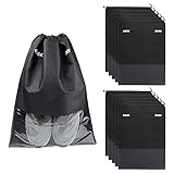 10 पीसी मल्टीफ़ंक्शन डस्टप्रूफ शू बैग वाटरप्रूफ बैग गैर-बुने हुए कपड़े के जूते पुरुषों और महिलाओं के लिए पारदर्शी विंडो और ड्रॉस्ट्रिंग (स्ट्राइप) के साथ