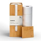HENNEZ bambusowy pojemnik na papier toaletowy z pokrywką - wolnostojący uchwyt na papier toaletowy do łazienki - drewniany uchwyt na papier toaletowy - wolnostojący uchwyt na papier toaletowy - organizer na papier toaletowy