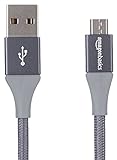 Amazon Basics – Cable USB 2.0 A a micro USB B con trenzado doble | 1,8 m, Gris oscuro