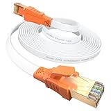 20 Metros Cable Ethernet, CAT8 Cable de Red Alta Velocidad Banda 40 Gbps 2000 MHz, Plano Cable LAN con Conectores RJ45 Para Routers, Módems,TV Box,Más Rápido Que el Cable Cat5e/Cat6/Cat7