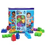 Mega Bloks Bolsa clásica con 60 bloques de construcción, juguetes bebés 1 año (Mattel DCH55)