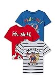 C&A Camiseta para niños y niños, diseño de rayas de la Patrulla Canina, paquete de 3 unidades, azul oscuro, 104 cm