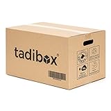 Tadibox M - 12 Cajas de cartón para mudanza y almacenaje con asas - Fabricadas en España - 44x30x25cm - Resistente gramaje 450g/m2 - Eco box