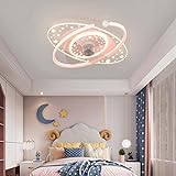 ພັດລົມເພດານເດັກນ້ອຍ GWYAJTU Silent Dimmable LED Ceiling fan with light Bedroom 6 Speeds Reversible DC Motor Modern Ceiling Fan with Light with Remote Control-Pink