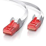 CSL - 25m Cable plano de red Gigabit Ethernet Lan CAT.6 RJ45 - 10,100,1000Mbit s - Cable de conexión a red , slim design - UTP - Compatible con Cat.5 Cat.5e Cat.7 - Conmutador, router, módem, panel de conexiones, punto de acceso, campos de conexión - blanco