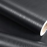 YXHZVON Papel Pintado Autoadhesivo de Madera, 30 x 500 cm Vinilo Adhesivo Madera Negro, Película de Muebles Impermeable Autoadhesiva de PVC para Encimera de Cocina
