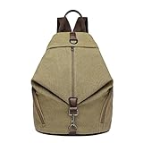 Kono Women's Backpack Vintage Gwrth-ladrad Canvas Bag Capasiti Mawr Ysgol Backpack Pecyn Dydd Achlysurol ar gyfer Gwaith Teithio Dyddiol (Khaki)