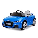 FEBER – Audi TT RS Azul R/C, coche eléctrico de 1 plaza, radiocontrol, con detalles de coche: faros con luz, 2 marchas, sonido, de 3 a 8 años, FAMOSA (800013441)