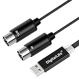 Cable Interfaz MIDI USB - DigitalLife USB a MIDI In/out Cable - MIDI Convertidor Cable para MIDI Teclado/Controlador a PC/Mac - Cable MIDI USB 5 Pin