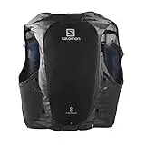 Salomon Adv Hydra Vest 8 Chaleco para correr con Flask incluido Unisex, Comodidad y estabilidad, Rápido acceso a la hidratación, Simplicidad, Black, L