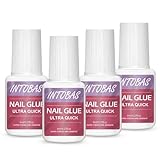 INTOBAS Super Strong False Nail Glue para sa Acrylic Nails, 4 Pcs*8 ml Super Adhesive para sa Pag-gluing sa False Nail, Nail Tips ug Pressure Nails Acrylic Nail Glue