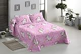 Energy Colors Home Textile - Quilted Bouti - Reversible Printed Summer Quilt Cushion Cover 50 x 50 cm E Kenyelelitsoe (Pink Unicorn, 180_x_270_cm-(Bed 90))