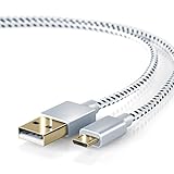 CSL - 2m Premium Cable MicroUSB a USB de Alta Velocidad - Nylon Trenzado - Cable Cargador y de Datos - Cable de Carga rápida - Contactos Recubiertos de Oro 24 k