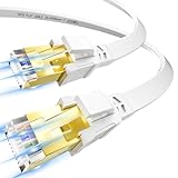 Cable Ethernet 3 metros, Cat 8 RJ45 Cable de Red 3m Alta Velocidad FTP Blindado Cable LAN Plano 40Gbps 2000MHz Blanco Gigabit Cable Internet de Conexión para Router Modem Switch