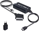 AMANKA Scart to HDMI Converter, Converter with HDMI Cable and Scart Cable, Scart to HDMI Adapter for TV, 720p/1080p Video and Audio Output for HDTV, Blu-Ray DVD, VCR, VHS, Projector