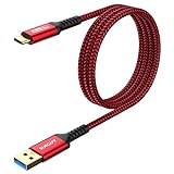 SUNGUY Cable USB C, 1M USB 3.1 Gen2 Cable USB Tipo C Carga Rapida, 10Gbps Cable Datos USB C compatible con Android Auto, Samsung A53 S22, HUAWEI P30, XIAOMI, Google Pixel 6-Rojo