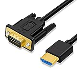 SHULIANCABLE Cable HDMI a VGA, Cable Adaptador de HDMI a VGA Chapado en Oro Macho a Macho para Ordenador,Monitor, HDTV, Chromebook, Proyector, Escritorio, Roku, Xbox y más (1.8M)