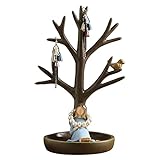 TOMYEUS Jewelry Box Jewelry Tree Organizer with Bird Necklace Bracelet Display Stand Necklaces Rack Tower for Women Girl Resin