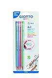 Giotto 233500 - Pack con 4 lápices de grafito, graduación HB, con goma