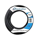 Electraline 10921, Cable para Extensiones H03VVH2-F, Sección 2x0,75 mm, 10 mt, Negro