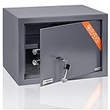 Brihard Familiar Caja Fuerte con Cerradura de Llave - 25x35x22cm Caja Fuerte de Seguridad con Estante extraíble portátil, de tamaño A4